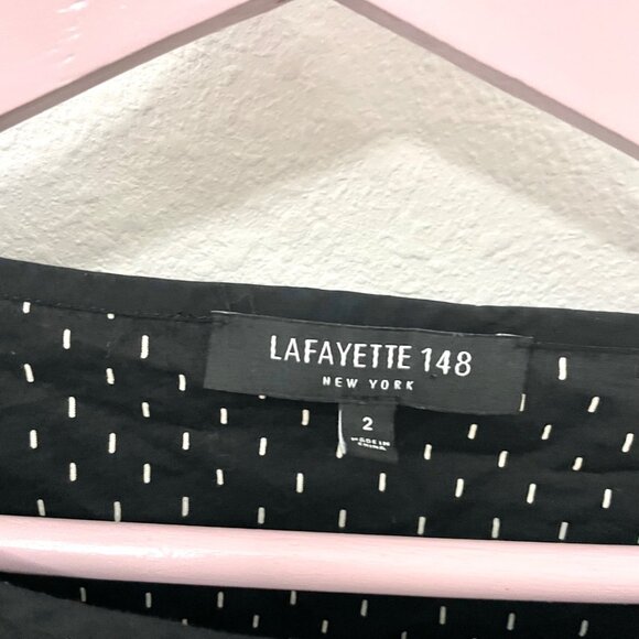 Lafayette 148 NY Caddie Blouse Black Multi Shirt Size 2 - Picture 3 of 6